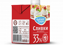 Сливки Чудское озеро 33% 0,5л.