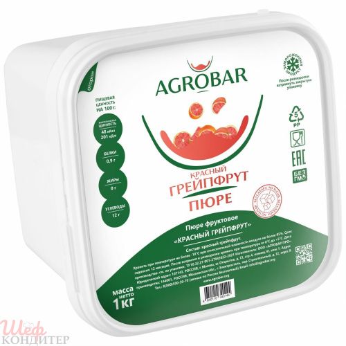 ПЮРЕ фруктовое ГРЕЙПФРУТ КРАСНЫЙ  с/м 1 кг "Агробар"