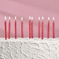 Набор свечей для торта " С Днём Рождения", рубиновые спираль, 10 штук 4197243