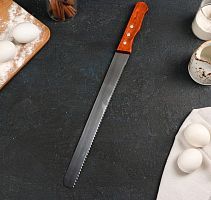 Нож для бисквита крупные зубцы 30см ручка дерево 4615102