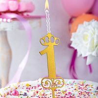Свеча акрил ЦИФРА золото/серебро  16см ассортимент.