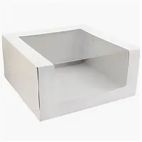 Коробка для торта 225х225х110 с окном белая