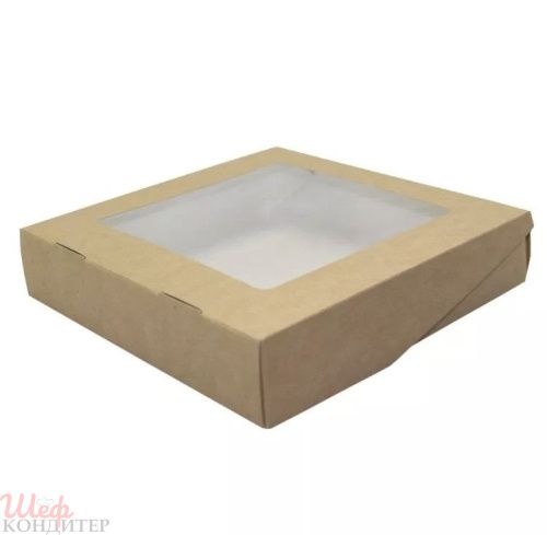 Коробка 200*200*40 с окном крафт TABOX 1500 PRO