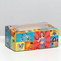 Коробка на 6 капкейков 250х170х100 с окном "Фитнес" 
